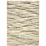 8' X 10' Ivory Sand And Ash Abstract Power Loom Stain Resistant Area Rug
