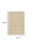 8' Sand And Ivory Geometric Power Loom Runner Rug