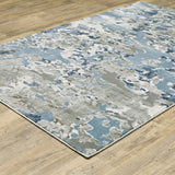 10' X 13' Grey Blue Ivory Navy Beige And Brown Abstract Power Loom Stain Resistant Area Rug