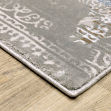 3' X 5' Grey Blue Ivory Brown And Navy Abstract Power Loom Stain Resistant Area Rug