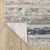 3' X 5' Blue Ivory Grey Light Blue And Brown Abstract Power Loom Stain Resistant Area Rug