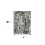 6' X 9' Ivory Grey Charcoal Blue And Navy Abstract Power Loom Stain Resistant Area Rug