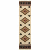 2' X 8' Beige Southwestern Power Loom Stain Resistant Runner Rug