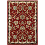 5' x 8' Red and Beige Oriental Power Loom Area Rug