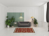 5' x 8' Red and Beige Oriental Power Loom Area Rug