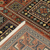 2' X 6' Red Blue Beige And Green Oriental Power Loom Stain Resistant Runner Rug With Fringe