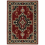 2' x 3' Red and Black Medallion Power Loom Area Rug