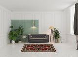 5' x 8' Red and Black Oriental Power Loom Area Rug