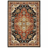 5' x 8' Red and Black Oriental Power Loom Area Rug