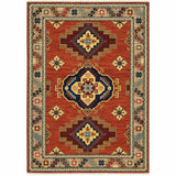 2' x 3' Red and Gold Oriental Power Loom Area Rug