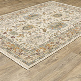 2' X 3' Gray And Ivory Oriental Power Loom Area Rug With Fringe