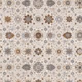 6' X 9' Ivory And Grey Oriental Power Loom Stain Resistant Area Rug With Fringe
