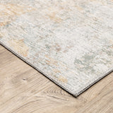 2' X 8' Blue And Yellow Abstract Power Loom Stain Resistant Runner Rug