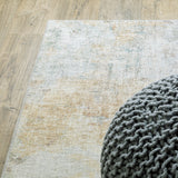 2' X 8' Blue And Yellow Abstract Power Loom Stain Resistant Runner Rug