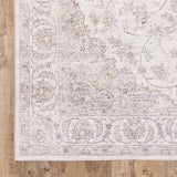9' X 12' Beige Gold And Grey Oriental Power Loom Stain Resistant Area Rug