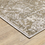 6' X 9' Grey Ivory Beige Charcoal Black Tan And Brown Abstract Power Loom Stain Resistant Area Rug