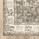 8' X 10' Grey Ivory Tan And Beige Oriental Power Loom Stain Resistant Area Rug