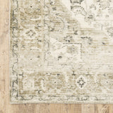8' X 10' Tan Ivory Grey And Beige Oriental Power Loom Stain Resistant Area Rug