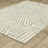 2' X 3' Beige Grey And Light Blue Geometric Power Loom Stain Resistant Area Rug