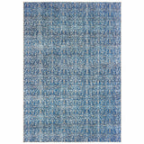 5' X 8' Blue And Brown Floral Power Loom Stain Resistant Area Rug