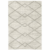 6' X 9' Ivory And Grey Geometric Shag Power Loom Stain Resistant Area Rug