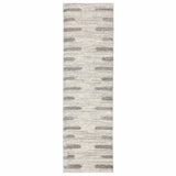 2' X 8' Ivory And Grey Geometric Shag Power Loom Stain Resistant Runner Rug