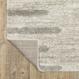 2' X 8' Ivory And Grey Geometric Shag Power Loom Stain Resistant Runner Rug