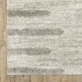 2' X 8' Ivory And Grey Geometric Shag Power Loom Stain Resistant Runner Rug