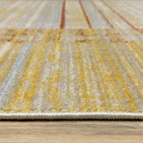 8' Beige and Charcoal Geometric Power Loom Runner Rug