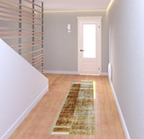 2' X 8' Brown And Ivory Geometric Power Loom Runner Rug With Fringe