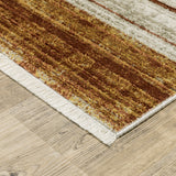 2' X 8' Brown And Ivory Geometric Power Loom Runner Rug With Fringe