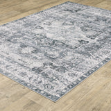2' X 3' Blue And Gold Oriental Printed Non Skid Area Rug