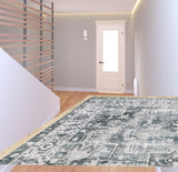 8' Gray And Ivory Oriental Printed Non Skid Runner Rug