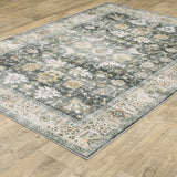 8' Blue And Ivory Oriental Printed Non Skid Runner Rug