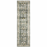 8' Charcoal Oriental Printed Non Skid Runner Rug