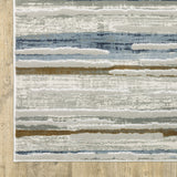 8' X 11' Grey Blue Ivory Brown Beige And Navy Abstract Power Loom Stain Resistant Area Rug