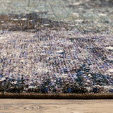 8' X 11' Grey Blue Ivory Brown Beige And Navy Abstract Power Loom Stain Resistant Area Rug