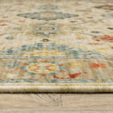 2' X 10' Beige And Ivory Oriental Power Loom Runner Rug With Fringe