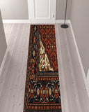 2' X 10' Blue And Red Oriental Power Loom Runner Rug With Fringe