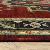 2' X 10' Blue And Red Oriental Power Loom Runner Rug With Fringe