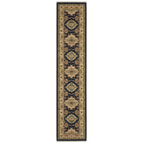 12' Blue and Orange Oriental Power Loom Runner Rug