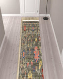 2' X 10' Gray And Ivory Oriental Power Loom Runner Rug With Fringe