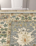 2' X 10' Gray And Ivory Oriental Power Loom Runner Rug With Fringe