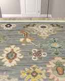 2' X 10' Gray And Ivory Oriental Power Loom Runner Rug With Fringe