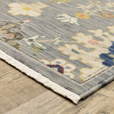 2' X 10' Gray And Ivory Oriental Power Loom Runner Rug With Fringe