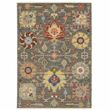 2' X 10' Gray And Ivory Oriental Power Loom Runner Rug With Fringe