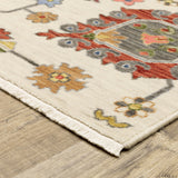 2' X 10' Gray And Ivory Oriental Power Loom Runner Rug With Fringe