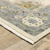 2' X 10' Blue And Ivory Oriental Power Loom Runner Rug With Fringe
