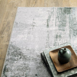 2' X 8' Gray And Ivory Abstract Printed Stain Resistant Non Skid Runner Rug