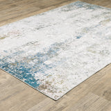 5' X 7' Gray And White Abstract Printed Stain Resistant Non Skid Area Rug